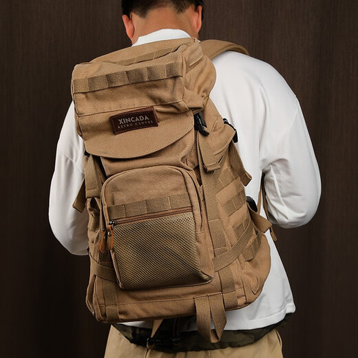 Trendy Generation Rucksack Herren großer Kapazitäts-Geschäftsreisen Casual Canvas Gepäck-Rucksack Multifunktion Tactical Mountaineering Reisetasche Khaki