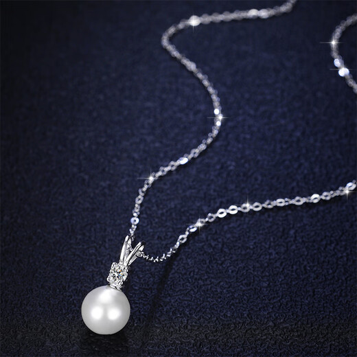 Imperial Imported Akoya Seawater Natural Pearl Necklace 925 Silver 18K Gold Diamond Single Moissanite Flawless Necklace Akoya Seawater Natural Pearl Necklace