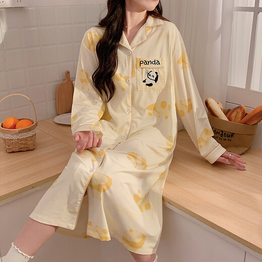 Ou Luxi with breast pad waiting for delivery for pregnant women's nightgown for women with long sleeves for spring and autumn confinement clothes before and after delivery, can be breastfeeded and loosely worn outside. MXR12004 2XL code (recommended 140-160Jin [Jin equals 0.5 kg])