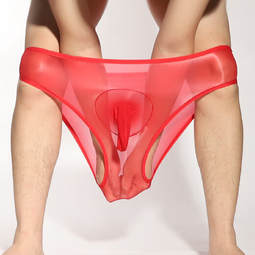 Zi Jiafu men's underwear self-pussing sexy inserts can lick one sexy shiny, transparent and separate JJ elephant big shorts, black opening [One size 80-155 Jin [Jin equals 0.5 kg]]
