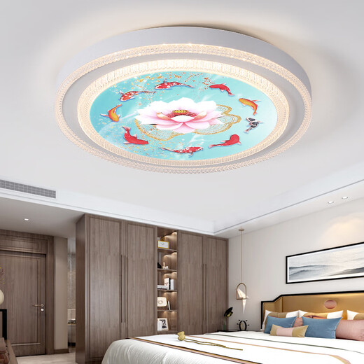 Jihuo Lampe de Chambre Nouvelle Célébrité Internet LED Plafonnier Lampe de Chambre Ronde Lampe de Chambre Principale Moderne Simple Restaurant Lampe d'étude Xiaolu Diamètre 50CM Trois Couleurs 36 Watts