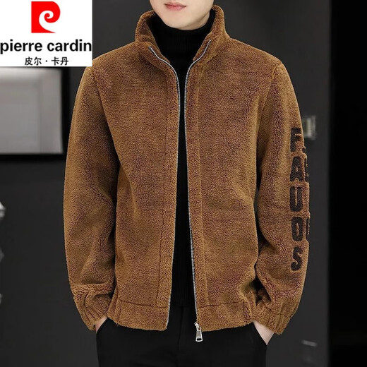 Pierre Cardin Fashionable Men's Jacket 2025 Autumn and Winter New Jacket Thick Warm Shearling Jacket Fur-in-Wool Gray 2XL Recommended 140-155Jin Jin equals 0.5 kg
