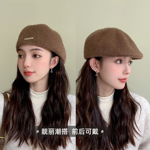 Yufan Hat Women's Autumn and Winter Retro British Style Progressive Hat Versatile Two-Wear Painter's Hat Women's Fashionable Face-Revealing Little Beret Black
