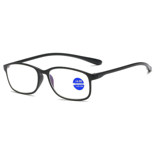 Fashionable and simple full-frame reading glasses HD TR90 lightweight material frame anti-blue light reading glasses Dirunshi black (with box cloth) anti-blue light +250 degrees
