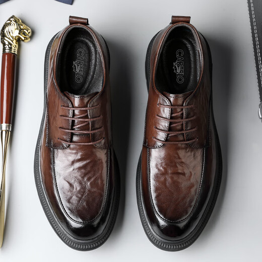 Cartelo Chaussures en cuir à la main britannique pour hommes Business Soft Cow Vow's Chaussures Chaussures formelles Chaussures en cuir masculin 9758 Brown 41