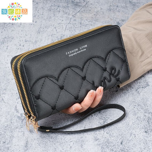 婵玥2024新款大容量钱包女长款韩版时尚多功能手拿包双拉链女士手机包 酒红