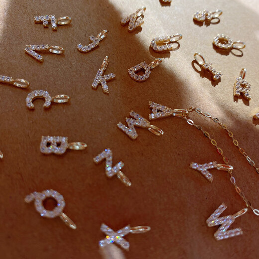 Shengli Seoul K gold light luxury jewelry pure 14K gold zircon inlaid letter pendant necklace accessories gift bracelet pendant naked chain 42cm