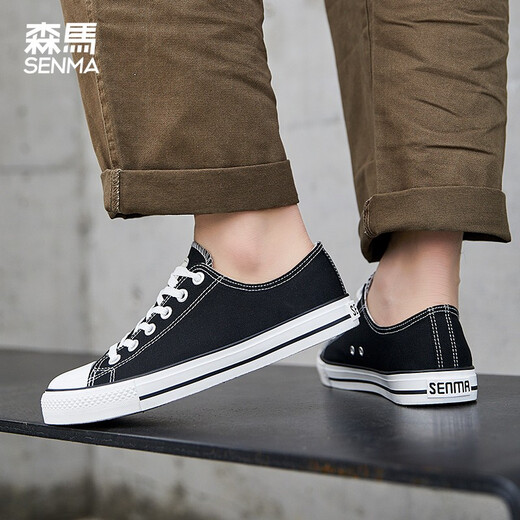 Senma Classic Canvas Shoes Men's Shoes 2025 Summer New Trendy Shoes Low-top Cloth Shoes Versatile Outdoor Sports Leisure Shoes Black (Ready Stock Quick Delivery) 40