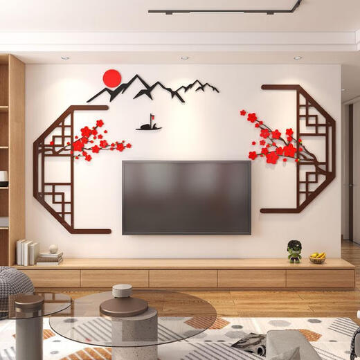 Spring and autumn harvest TV wall decoration high-end Chinese warm TV background wall stickers wall stickers decoration self-adhesive wall painting 3D 1355 super large