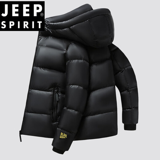 Jeep Spirit Black Gold Down Jacket Whort Winter Engrosado 2025 NUEVA pareja Jaqueta de pan Chaqueta de invierno 681 Black Men and Women mismo estilo 200/Volumen relleno S [95-105Jin [Jin equivale a 0.5 kg]]