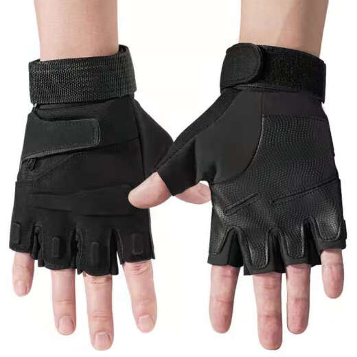 Moveiron Sports Half Finger Gloves Men's Fingerless Military Fans Spring and Summer Outdoor Tactical Gloves Fitness Non-Slip Wear-Resistant Cycling Gloves