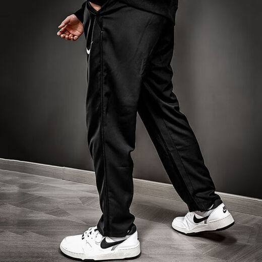 耐克（NIKE）运动裤男裤2025夏季新款梭织透气长裤健身裤休闲裤平口裤 梭织速干直筒DM6627-010黑色 XL 推荐150-180斤