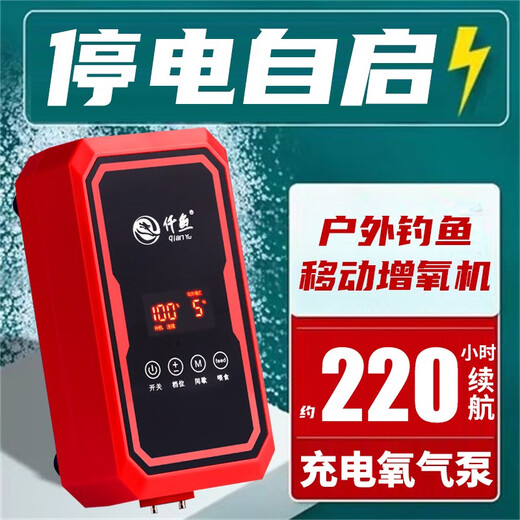 Qianyu Fischtank Sauerstoffpumpe Innen Sauerstoff Erhöhung Mobiles Ladung AC DC Atmosphärisches Volumen Outdoor Sauerstoff Erhöhung Maschinenfischanbieter Haushalt QY905 Sauerstoffpumpe [8W] mit Display
