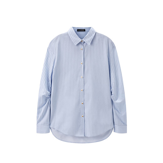 Peacebird Women's Shirt Autumn Korean Style Casual Fashion Loose Striped Two-piece Commuting Blue Stripe S