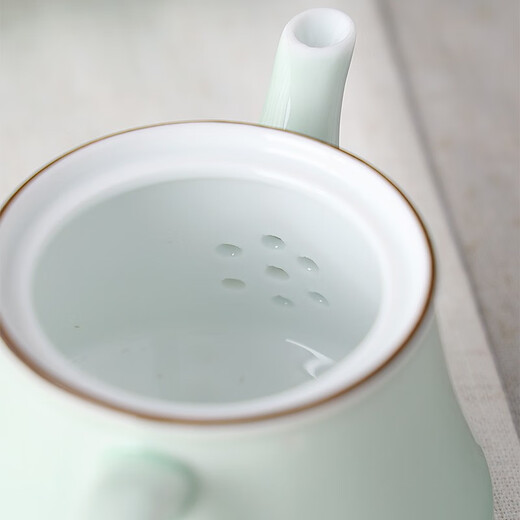 Only ancient Chaoshan Kung Fu tea set, household small set, celadon tea tray, teapot, covered bowl, teacup, ceramic tea boat, office tea sea, teapot, ceramic tea tray, 10-piece set (ordinary packaging)