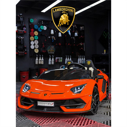 SVNCK Lamborghini two-seater children's electric car remote control four-wheeled children's toy sports car for male and female babies can sit on one person, white, mobile phone remote control + music + mobile phone Bluetooth, drift upgraded version LCD screen + video playback + all functions of the drift version