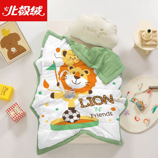 Arctic velvet children's air-conditioned quilt baby summer cooling quilt baby home nap blanket bedding three-piece set kindergarten washed cotton Lion Kingdom air-conditioned quilt 120*150cm