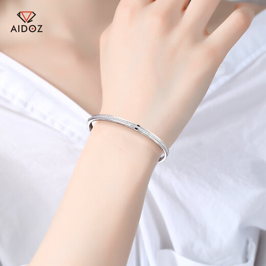 Aido Diamond pt950 platinum bracelet for women, platinum concubine bracelet, oval semi-solid bracelet, gift for wife, inner diameter 60mm, weight 13.54 grams, about 4.0mm thick + double sand