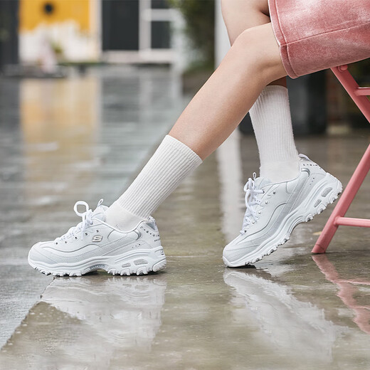 
Skechers outlets dad shoes women's shoes classic black and white panda shoes personalized snake-print thick-soled sneakers 11977-white/WHT 35 reference foot length 220mm