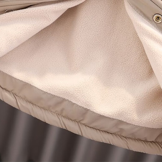 Kexin baby children's clothing for boys and girls, Korean winter cotton coat set, new velvet and thickened, Western-style children's winter cotton coat two-piece set, beige, size 90, recommended for 1-2 years old (height around 80)