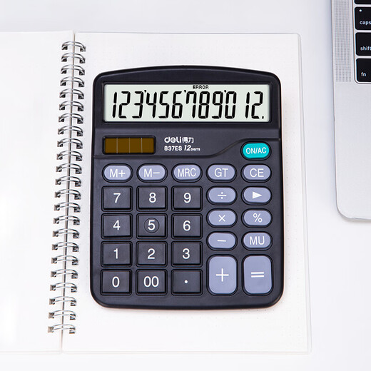 Deli 837 Calculator for office accounting solar energy for students for university finance small portable dual power commercial computer equipment [basic type] dual power supply (battery supply)