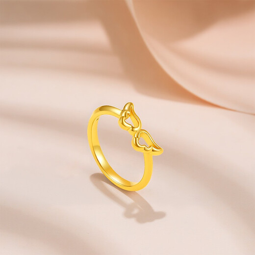Saturday Fortune (ZLF) Gold Ring for Women 5D Hard Gold Wings Finger and Foot Gold Ring for Girlfriend Pricing No. 11-0.85g