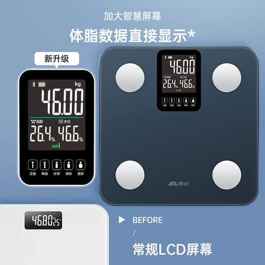 香山 智能体脂秤精准体重秤 大屏显示【Type-C充电款】 电子秤人体家用秤体脂称重 22项核心数据 云汐