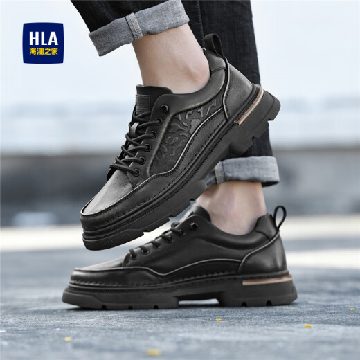 Hailan Home (HLA) Herrenschuhe Retro Wear-Resistant Schnürfrequenz kostenloser Freier Arbeitsschuhe Low Top Outdoor Herren Black 43