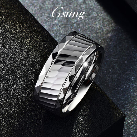 GsunG platinum ring men's new laser multi-faceted ring elegant and shiny platinum ring men's and women's wide-faced ring. Priced by gram. Contact customer service before bidding for gold price.