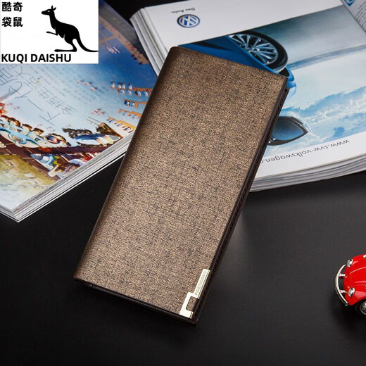 Cool Kangaroo Wallet Men's Wallet Long Korean Style Youth Personalized Wallet Student Simple Teen Wallet Buckle Trendy Dark Blue
