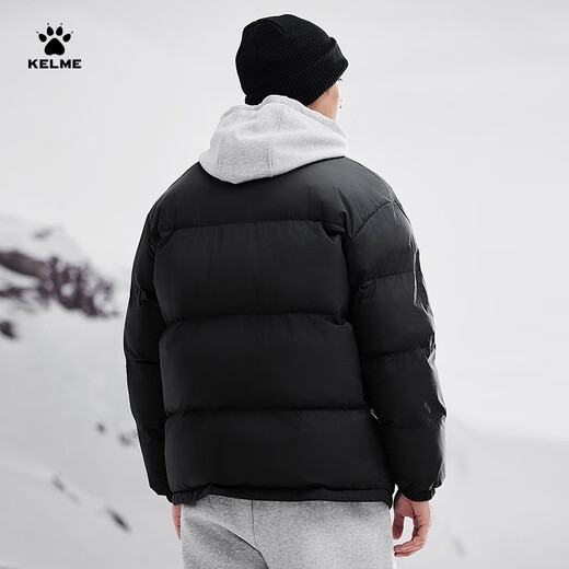 卡尔美（KELME）运动连帽棉服2025冬季新款蓄热保暖棉衣加厚时尚面包服 玛瑙黑 9447MF1048 M