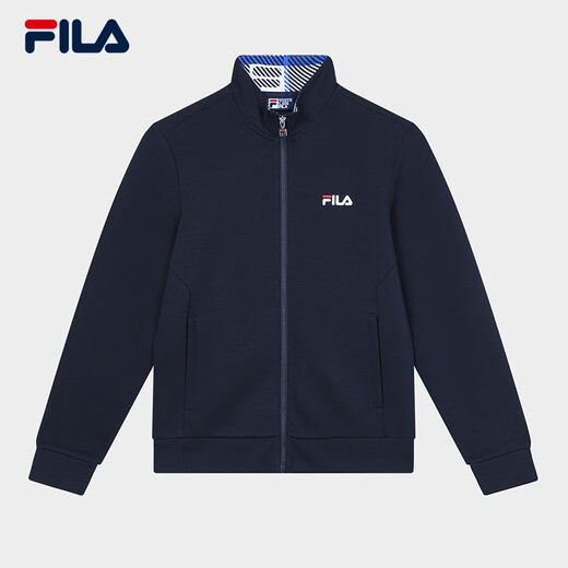 FILA Official Jacket Men's Autumn and Winter Basic Comfortable Simple Casual Commuting Stand Collar Top Jacket Men Legend Blue-NV XL 180/100A/XL