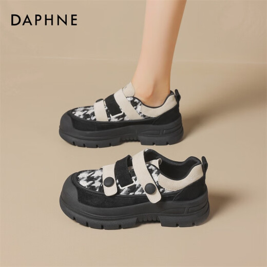 Daphne casual shoes for women 22023 autumn new thick-soled heightening mule shoes lace-up sports casual sandals women's shoes black xq402360800435 standard code