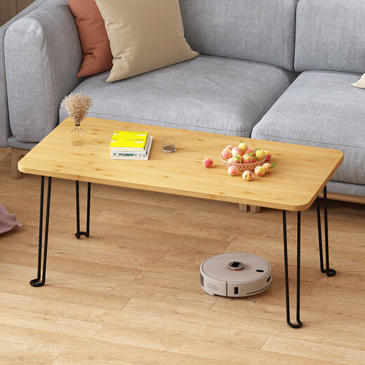 Pumeisen Folding Tea Table for Living Room Small Table Kang Table Simple Small Apartment Bay Window Tea Table Bedroom Learning Computer Low Table Log Color Folding Model 60*40*33