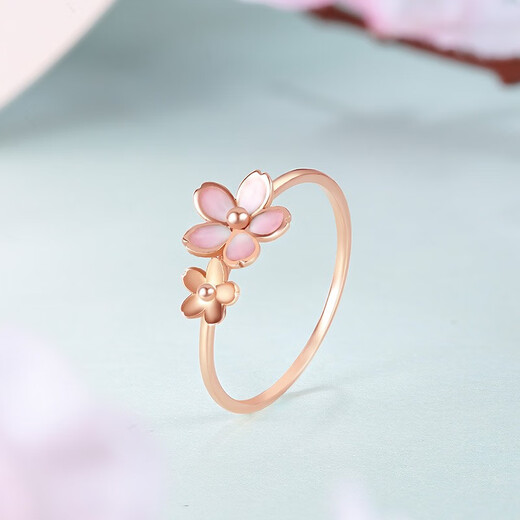 Saturday Fortune (ZLF) Sakura Drunken Series 18K gold ring enamel cherry blossom rose gold ring No. 18