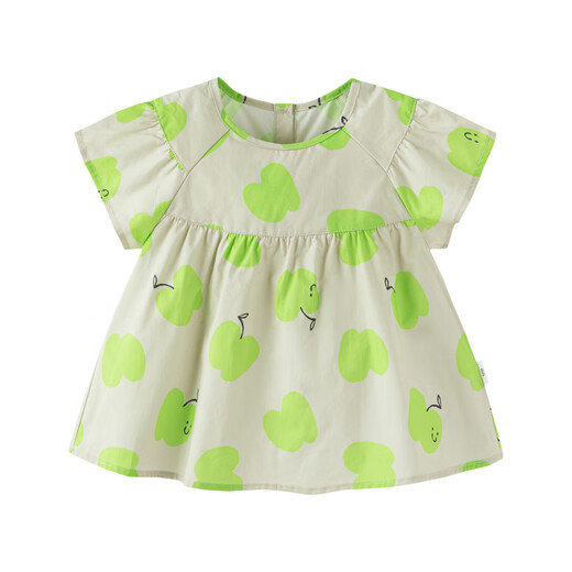 Mini Bala girls short-sleeved shirt summer baby skin-friendly soft cotton sweet children's shirt green tone 00344 90