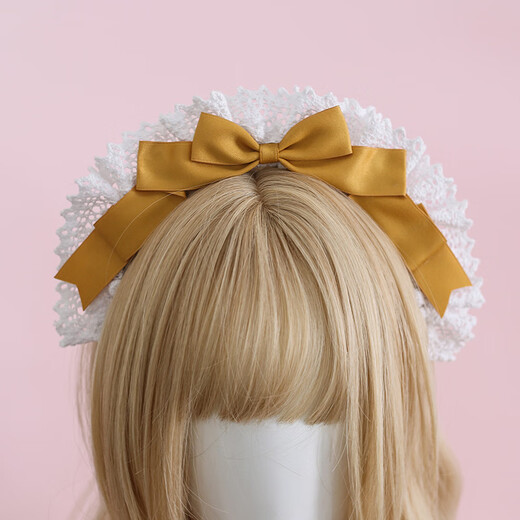 WEISHINI handmade cute Lolita hair accessories lo girl coffee maid KC headband lace bow headband decoration black