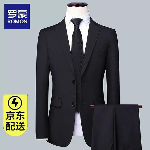 Luo Meng Men's Suit Business Professional Formal Small Suit Wedding Groom Work Spring Autumn Slim Jacket Black (Single Suit) 2XL