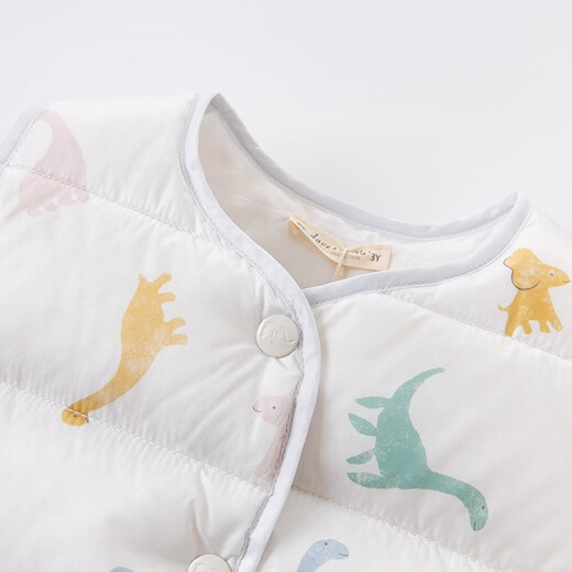 DAVE&BELLA ropa para niños chaleco de plumas para niñas chaleco de plumas para niños ropa de invierno para niños nuevo chaleco de invierno para bebés estampado de fondo gris 110 cm (altura recomendada 100-110 cm)