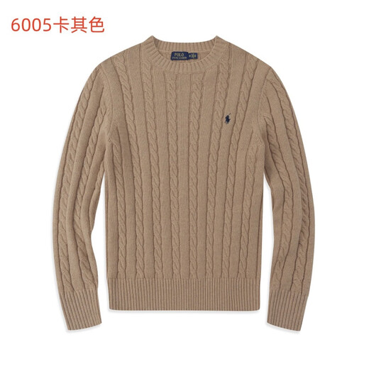 
LAUREN BY RALPH LAUREN Luff Lauren Autumn and Winter Long Sleeve Twist Sweater Casual Fashion Round Neck Pullover Knit Sweater Men's Warm Base Shirt White XL (145-160Jin[Jin equals 0.5 kg])