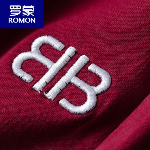 罗蒙（ROMON）运动裤男棉春秋薄款束脚休闲长裤小脚刺绣男士酒红色裤子男卫裤 黑色9928春秋薄款 2XL