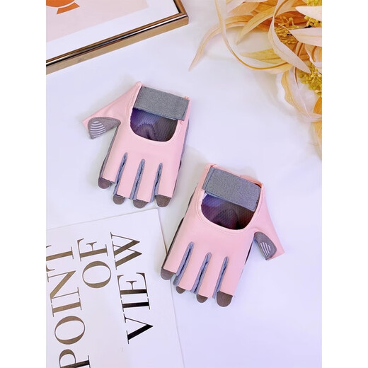 Mi'an Half Finger Fitness Gloves Thin Liquid Silicone Spin Cycling Yoga Pilates Non-Slip Wear-Resistant Cycling Sports U Pink Liquid Silicone Version S (Suitable for Women with Small Hands)