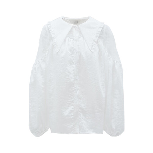 Two or Three Things Doll Collar Shirt Women's Spring New French Top Retro White Lantern Sleeve Shirt Shoulder Clouds White-y S