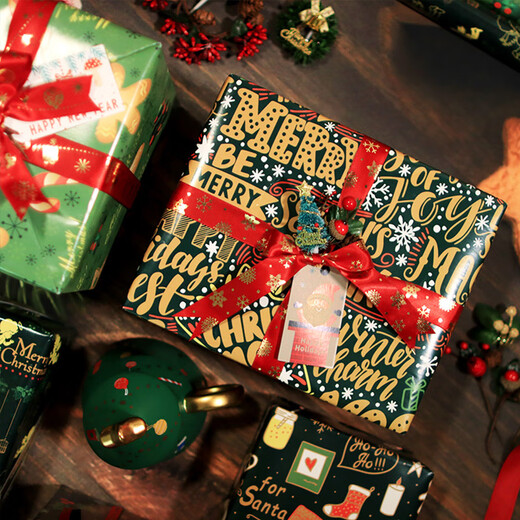 Extreme space wrapping paper Christmas decorations Christmas gift wrapping paper flower bouquet gift box wrapping paper 6 sheets + ribbon
