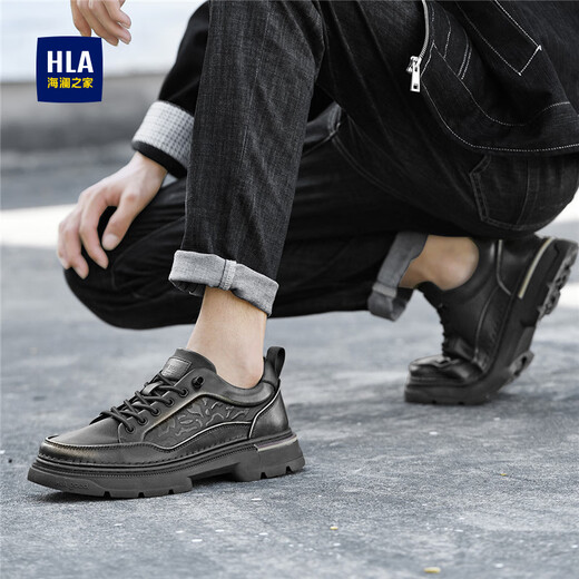 Hailan Home (HLA) Herrenschuhe Retro Wear-Resistant Schnürfrequenz kostenloser Freier Arbeitsschuhe Low Top Outdoor Herren Black 43