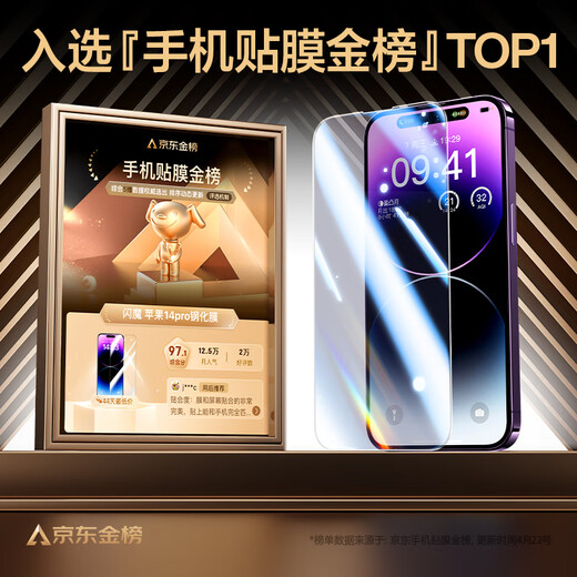 闪魔 适用苹果钢化膜iphone手机膜高清抗指纹防爆防摔保护膜 【加强版】2片+神器 苹果iPhone14ProMax