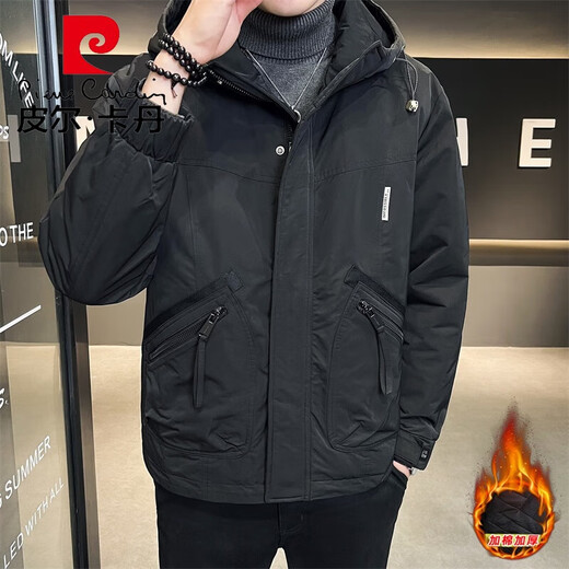皮尔卡丹（pierre cardin）法国男装棉服男外套秋冬季夹克男加厚棉衣新款潮流针织 卡其色 XL