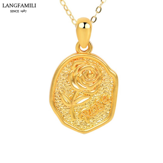 Chi Xing 18K gold hollow relief rose necklace pendant AU750 gold non-demolding rich and wishful Chinese Valentine's Day gift 18