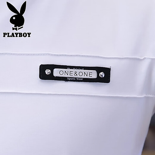 Playboy (PLAYBOY) short-sleeved T-shirt for men in summer new fashion stand collar slim Korean casual top versatile fashion base shirt men's clothing 3526HH7009 white XL