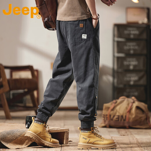 吉普（JEEP）潮流美式工装裤男款2025新款春季款宽松高端百搭哈伦休闲束脚裤子